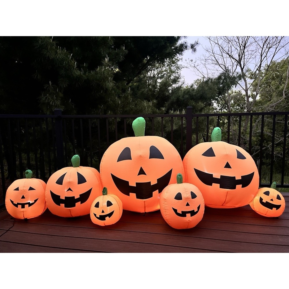 Pumpkin Hollow 8' Inflatable Pumpkin Patch 7-Light Up Jack-o-Lanterns Halloween